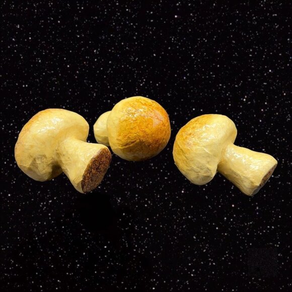 México Folk Art Paper Mache MUSHROOM Faux Vegetable Fruit Shaped 3 Pcs Set  3”T - Picture 4 of 12